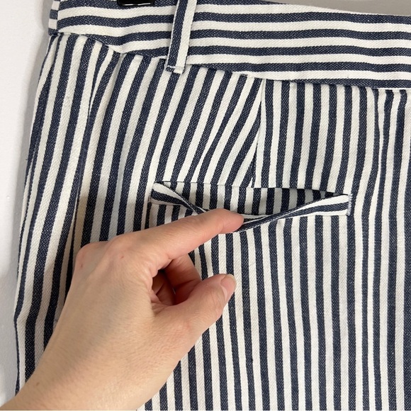 Ann Taylor Loft Navy & White Stripe Linen Cotton Blend Wide Leg Crop Pant NWT - Picture 6 of 9